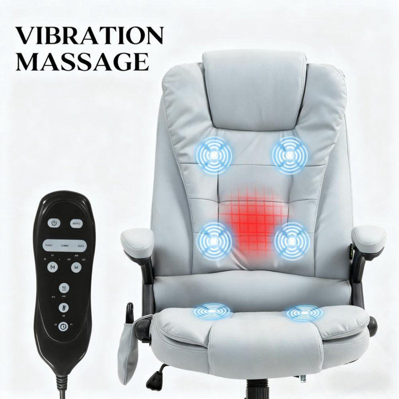 Fauteuil de massage avec dossier chauffant et inclinable, Microfibre / microsuède gris clair