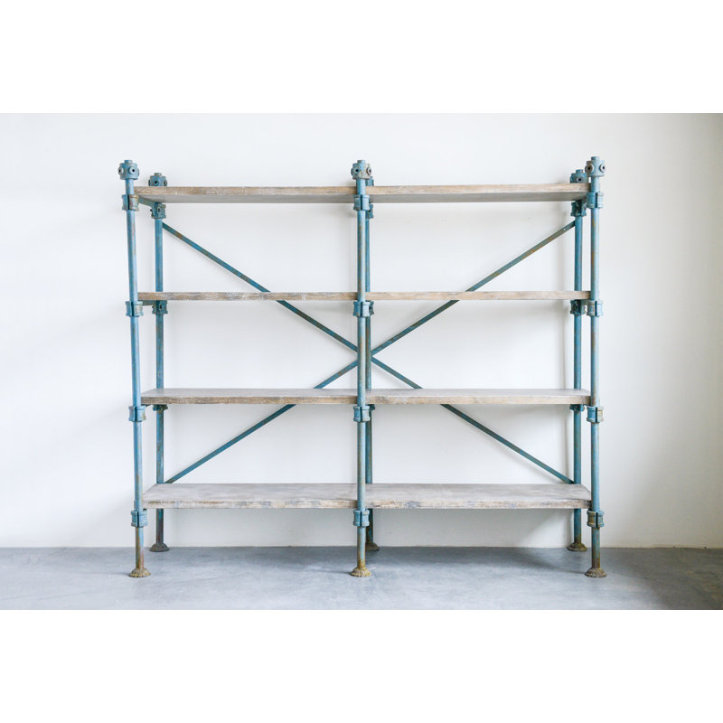 Bibliothèque à 4 niveaux en bois et métal