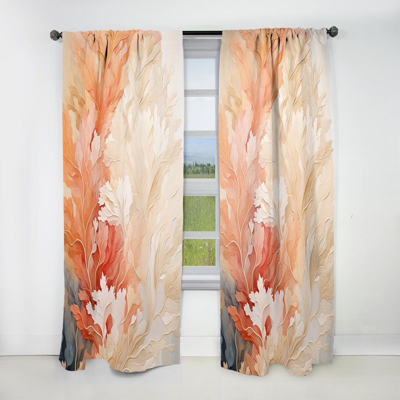 Deo Pink And White Coastal Coral Collage VII - Nautical Velvet Curtain - Room Darkening - 1 panel, 52" W x 84" L