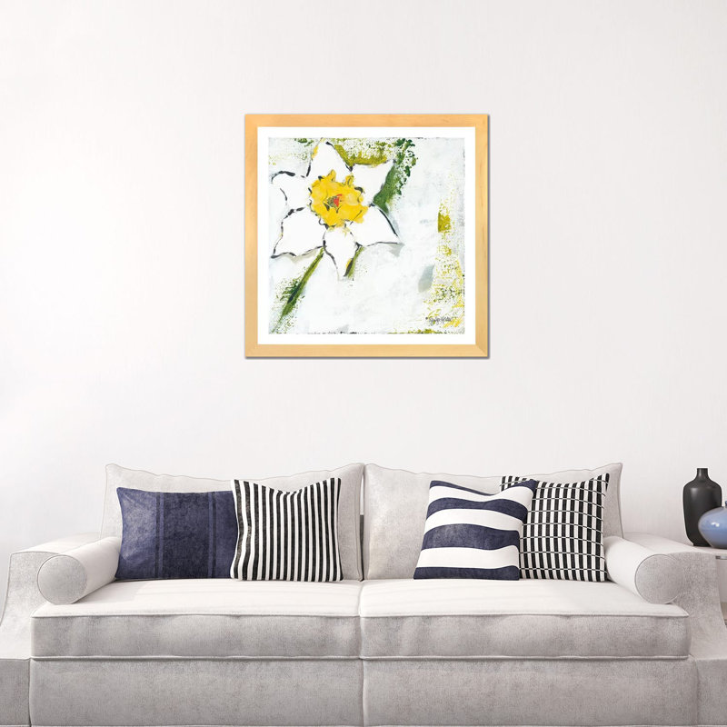 Impression, Papier avec cadre beige, Blanc, H 24 po x l 24 po x p 1 po