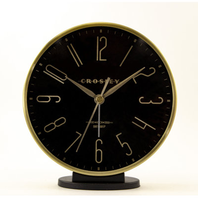 Crosley Analog Metal Quartz Alarm Tabletop Clock In Black/gold In Black,gold