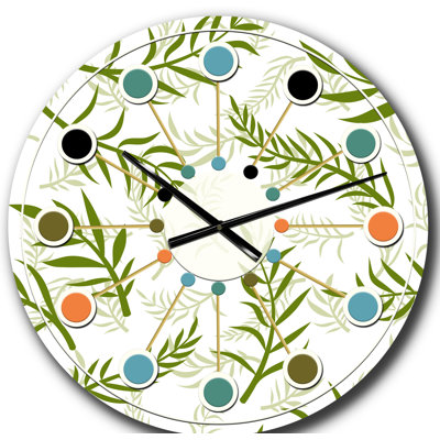 Tropical Botanicals I - Horloge murale moderne Mid-Century