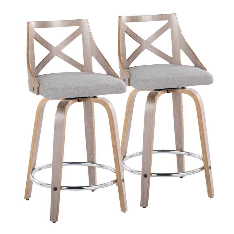 Swivel Upholstered Counter Stool, Gray
