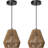7.09 in. 2 Pack Boho Mini Rattan Pendant Light-1953159684