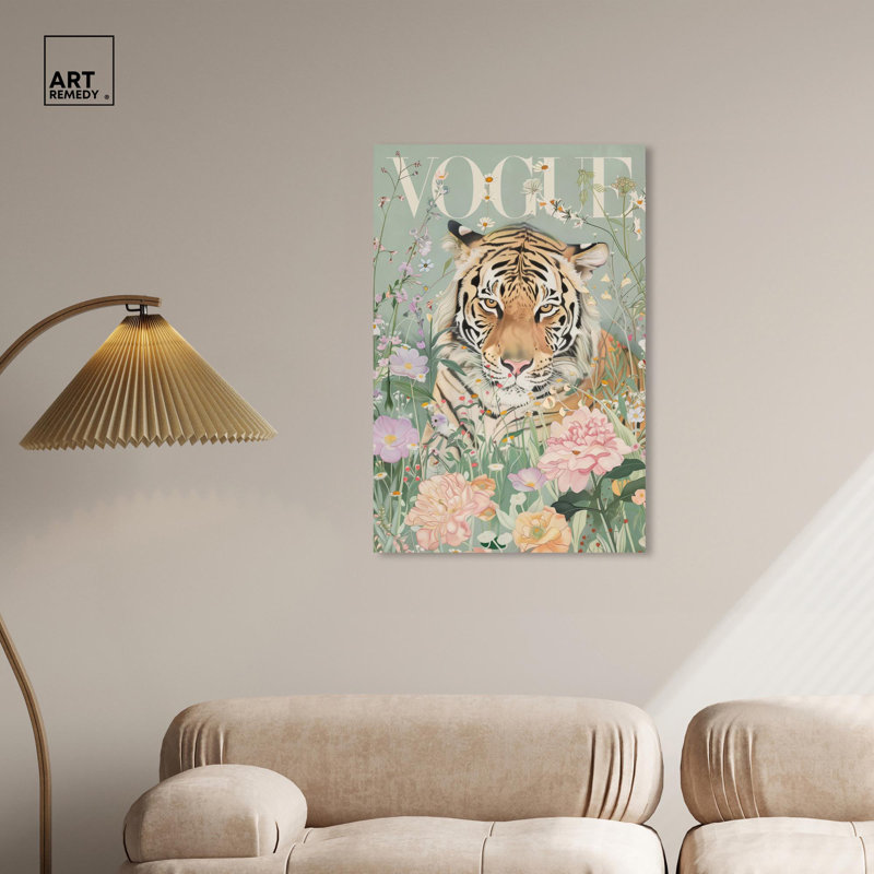 Spring Magazine Tiger Canvas Vintage Animal Art by Art Remedy, Wrapped Canvas, 36" H x 24" W