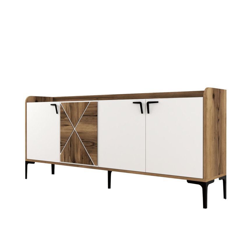 Console 70,9 po Enela, Noyer, Blanc / noyer