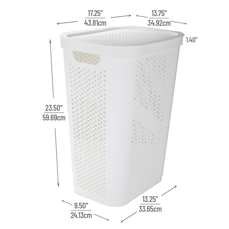 Panier à linge en plastique avec poignées, Blanc