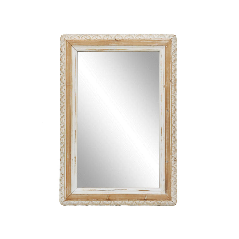 Miroir mural rectangulaire avec cadre en bois sculpté