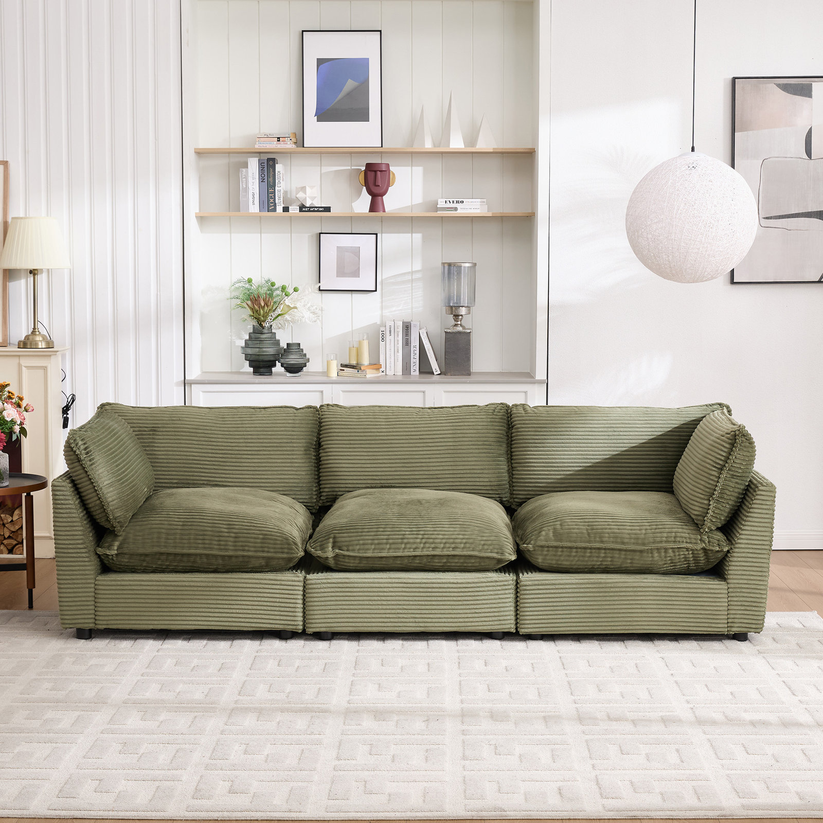 Eagan 106" Modular Sofa, Green Corduroy