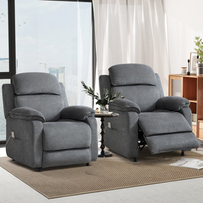 36.61'' Wide Modern Ergonomic Electric Power Recliner Chair With Remote Control, Easy-To-Clean Legs For Living Room (Set Of 2)