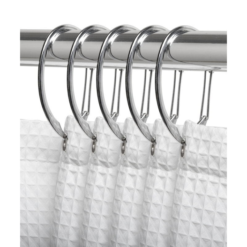 Chrome Rustproof Zinc Shower Curtain Rings Set of 12