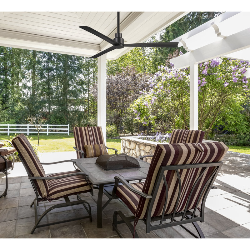52" Simple 3 - Blade Outdoor Standard Ceiling Fan with Remote Control, Coal