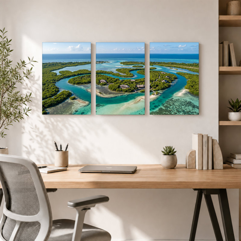 «Turquoise Mangrove Lagoon», ensemble d'art sur toile, 18"H x 12"W x 3pcs