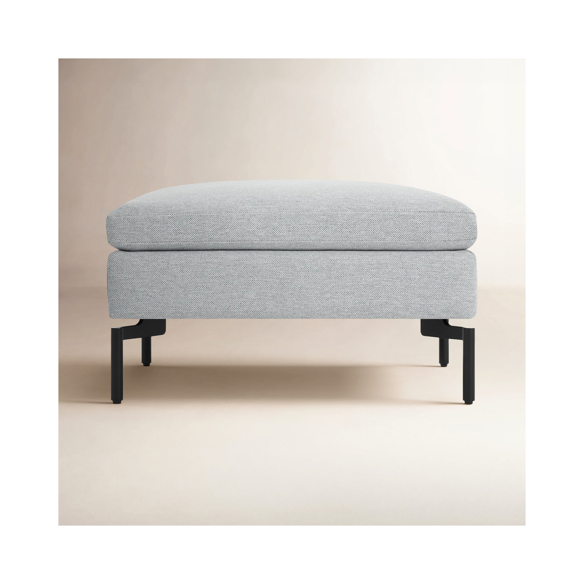 New Standard Upholstered Ottoman, Maharam Mode in Intaglio Crossweave, Black