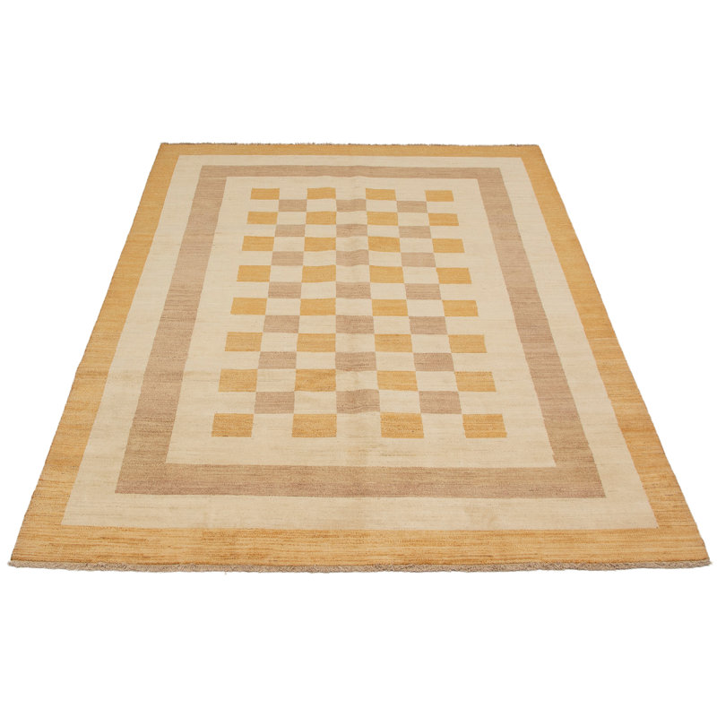 Tapis de surface en laine 6 pi 7 po x 9 pi 8 po à la main one-of-kind-noué la 2010 gabbeh crème Bussard