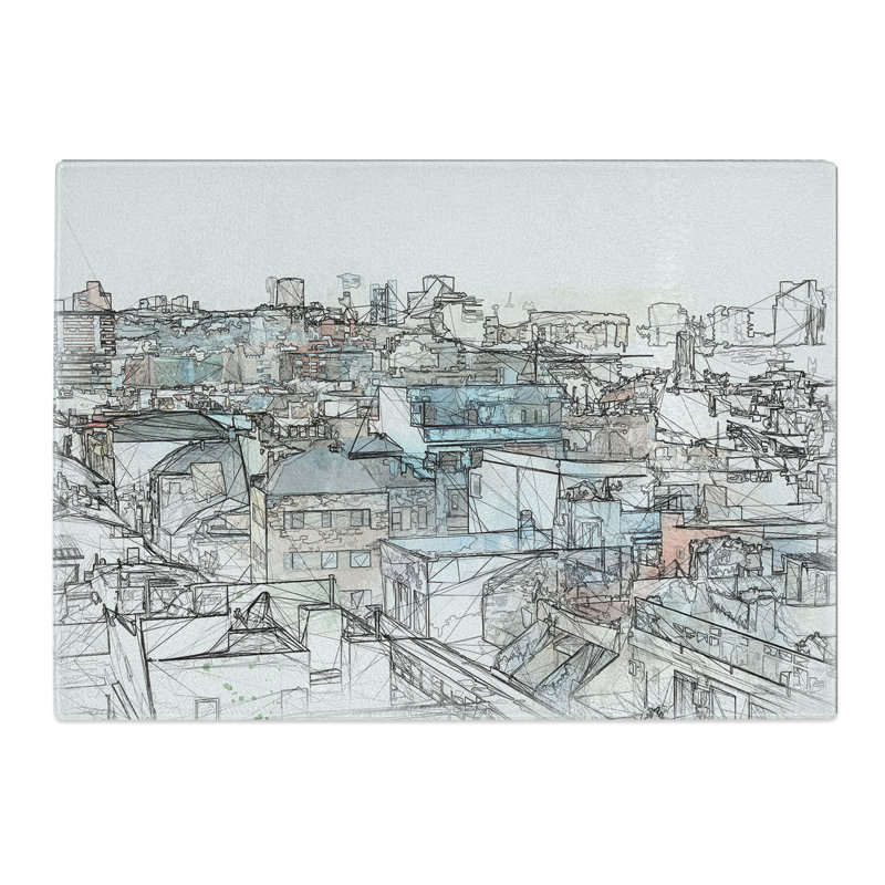 Tempered Glass Rooftop View of Gran Canaria Chopping Board, 28.5 cm x 39 cm