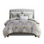 Housse de couette grise en coton king avec accessoires de chambre doux et literie 5 pièces pour le lit. Garniture design.