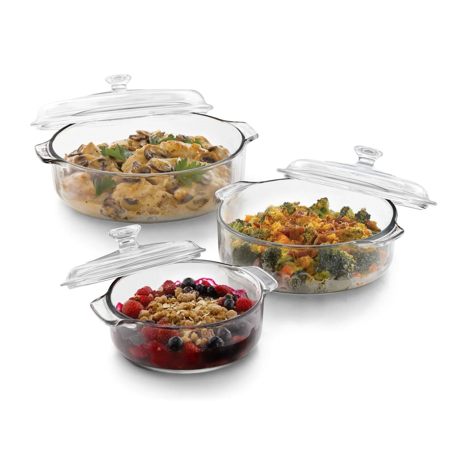 Libbey Baker's Basics 6-Piece Glass Casserole Baking Dish Set with Glass  Covers