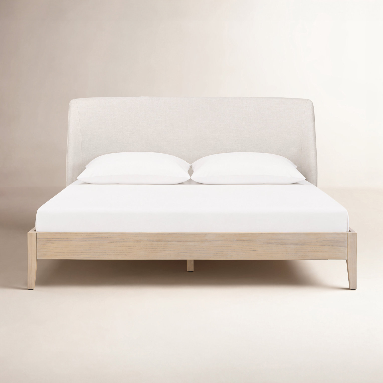 Cloey Upholstered Wingback Bed, Taupe Linen, King