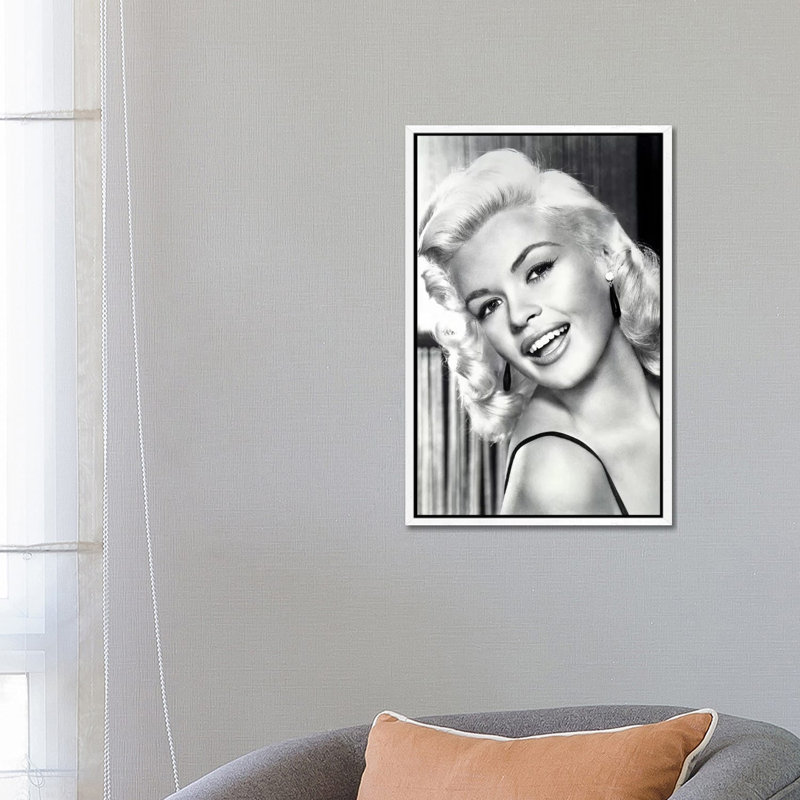 Jayne Mansfield's Gorgeous Smile by Radio Days - Print on Canvas, White Framed, 66.04 cm H x 45.72 cm W