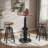 Industrial Bar Table 38.6"-44.5" Height Adjustable Swivel Round Wood Tabletop 23.6" Dia, Kitchen Dining Office Coffee Bistro Pub Table