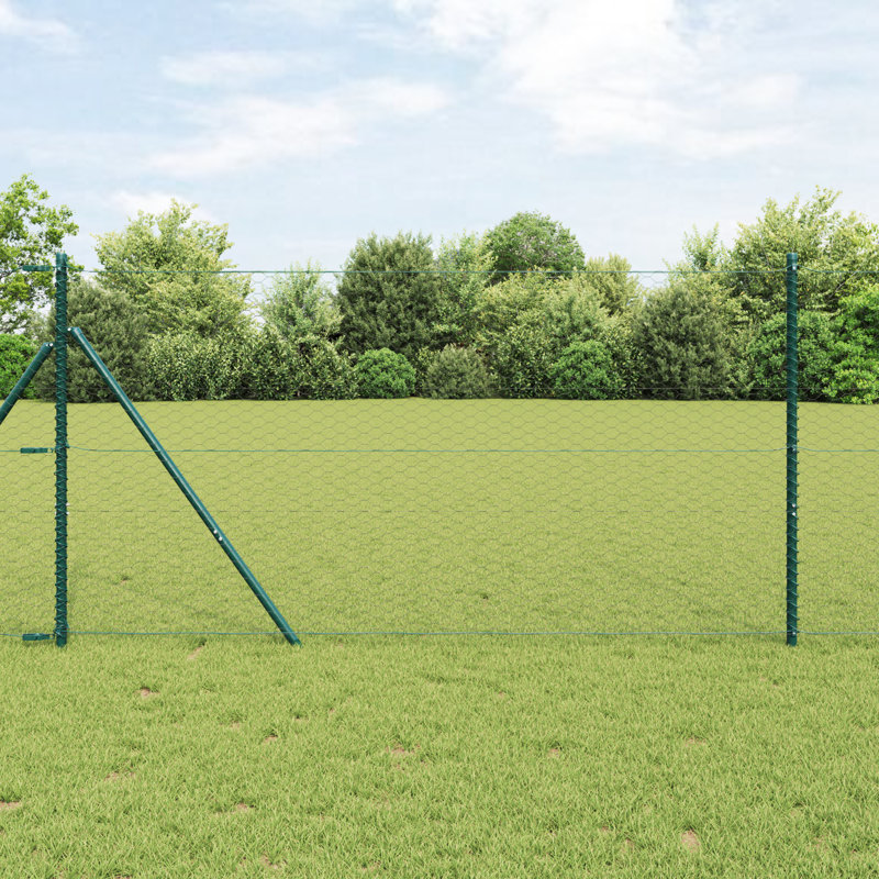 Vidaxl Hexagon Fence Steel, Grey, 100cm H x 5000cm W