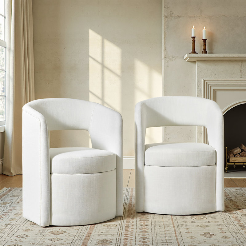 Aadhira 25.5"W Modern Movable Dining Chair With Storage Set Of 2, White