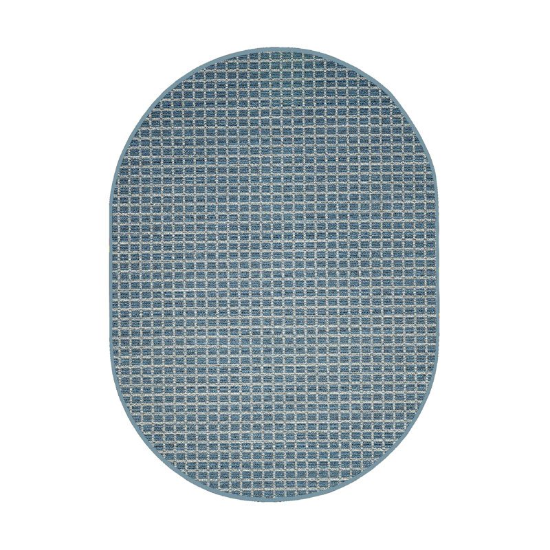 Tapis bleu marine intérieur / extérieur Immy, Ovale 5 pi x7 pi