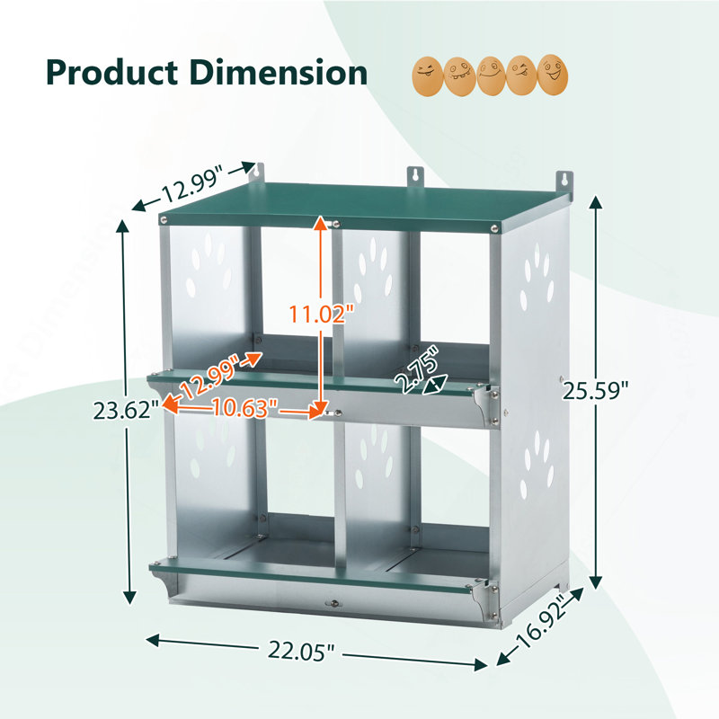 Boîtes de nidification à 4 compartiments pour poules, boîtes de nidification en métal pour œufs