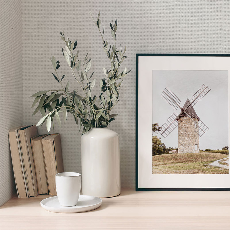 Heja Loose Weave Boodle & Jute Authentic Grasscloth Wallpaper, Dove White