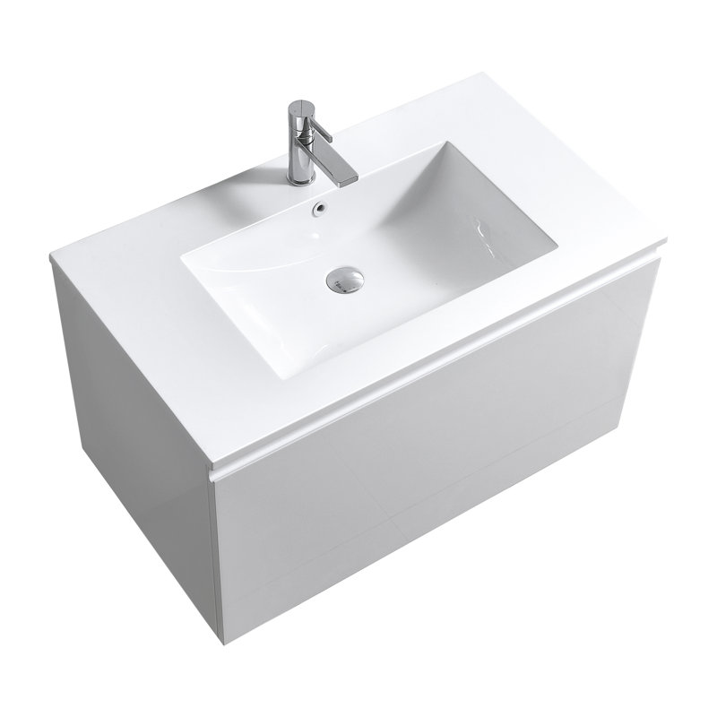 Ensemble de meuble-lavabo simple 36 po, Blanc lustré