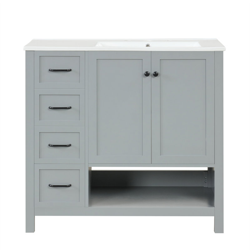 Meuble-lavabo 36 po avec comptoir d'évier, Gris