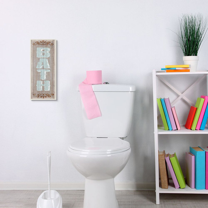 Salle de bain de style rustique avec art Licensing studio-impression d’art textuel, H 17 po x l 7 po x P 0,5 po