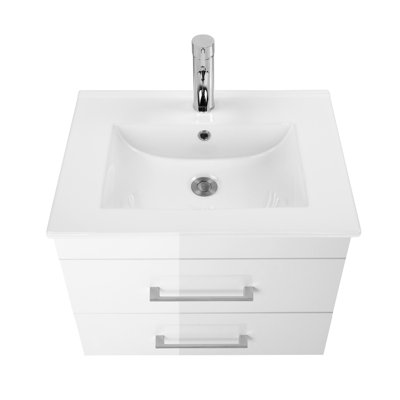 24"Wall Mounted Bathroom Vanity with Ceramic Sink