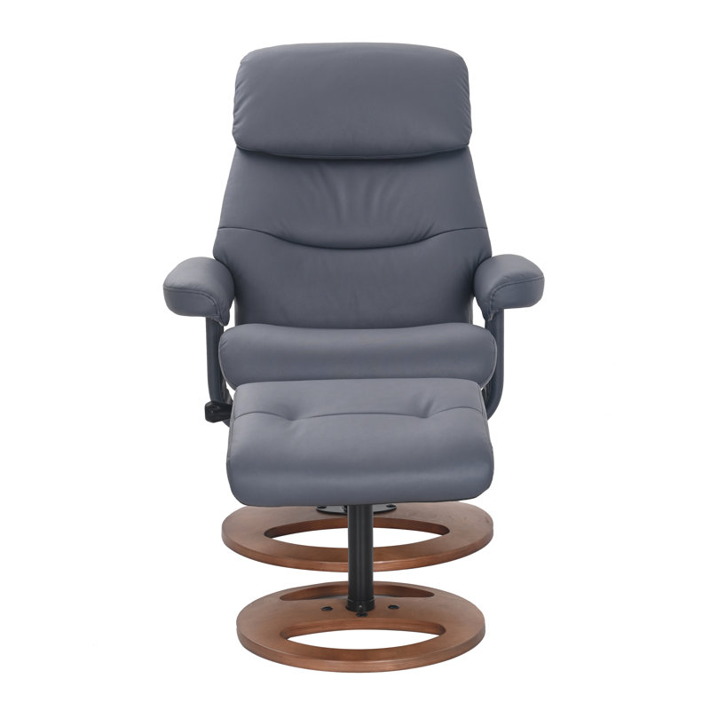 Fauteuil inclinable manuel pivotant rembourré avec repose-pieds - pivotant à 360 °, inclinable à 132 °, Bleu acier
