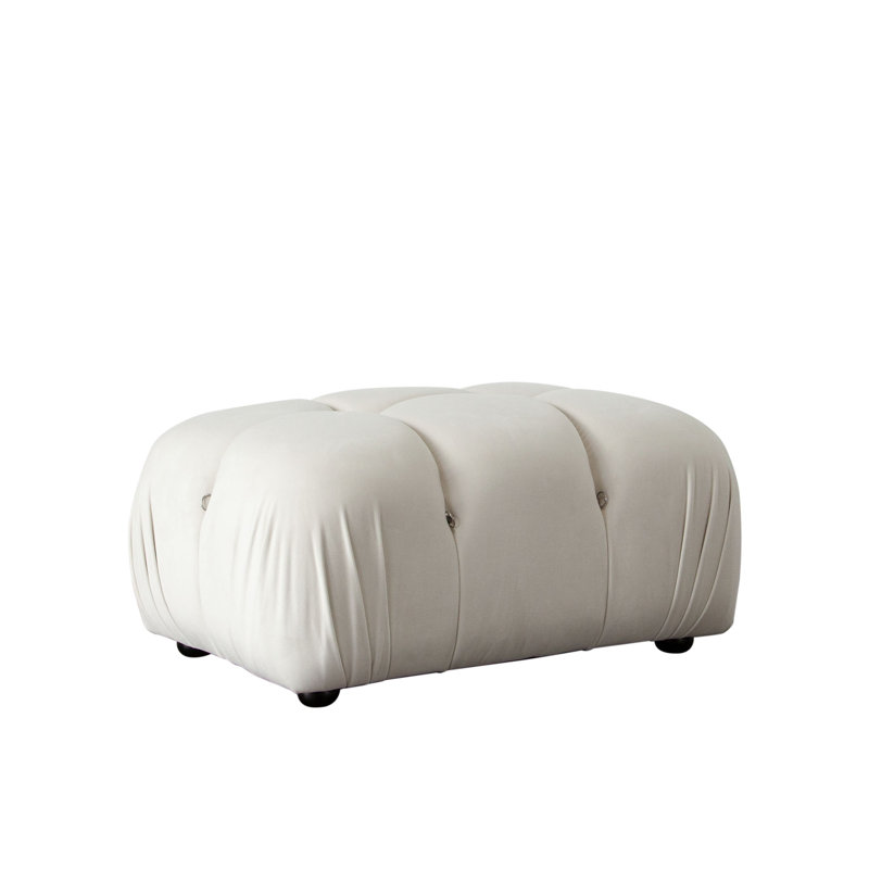 Repose-pieds Paloma en velours crème clair, 100 % polyester crème