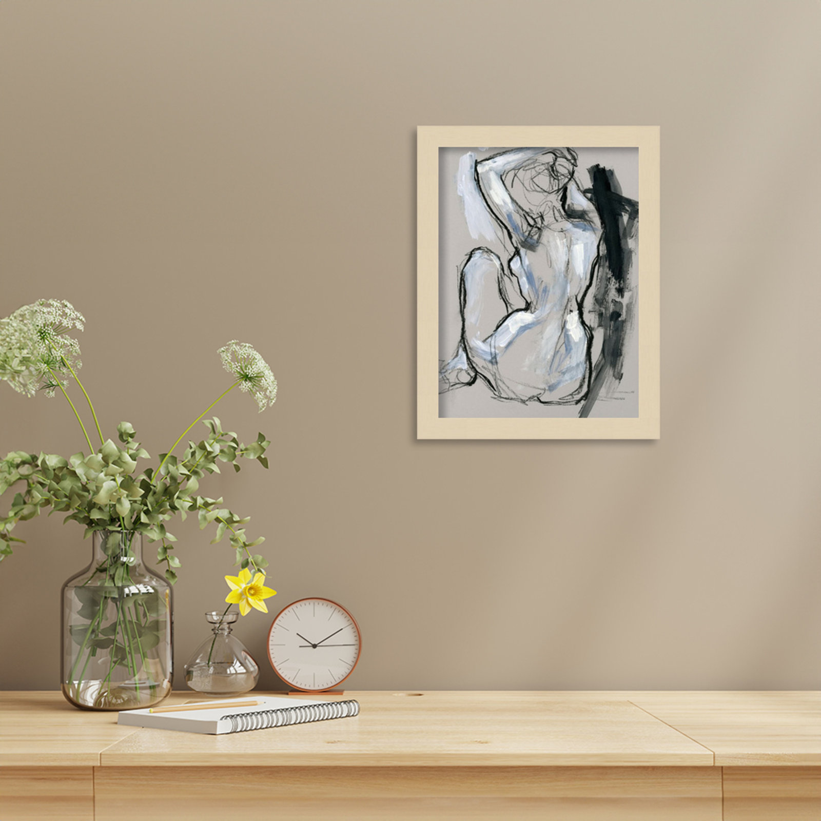 Onyx Gestures I by Wood Framed Wall Art Print, Brown, 13" H x 10" W