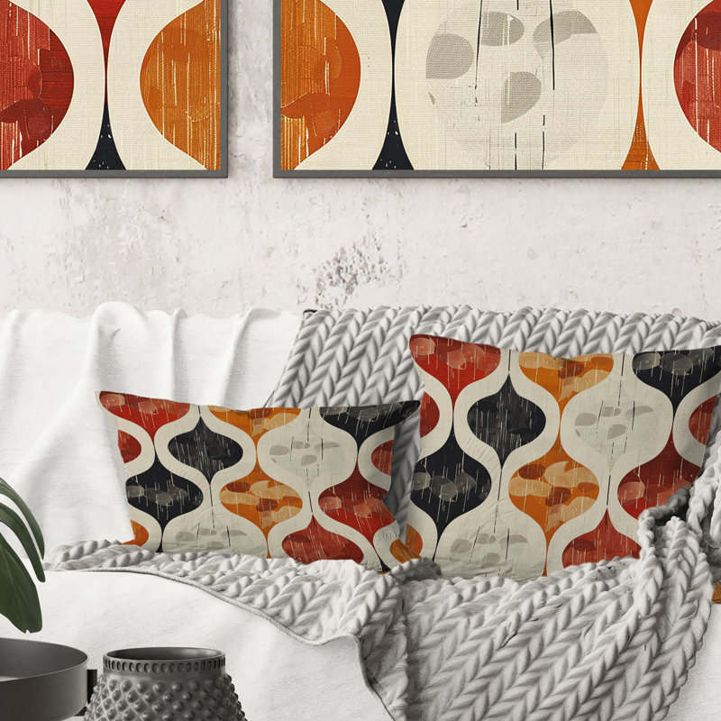 Coussin décoratif orange Midcentury Charm V - Midcentury, H 18 po x l 18 po