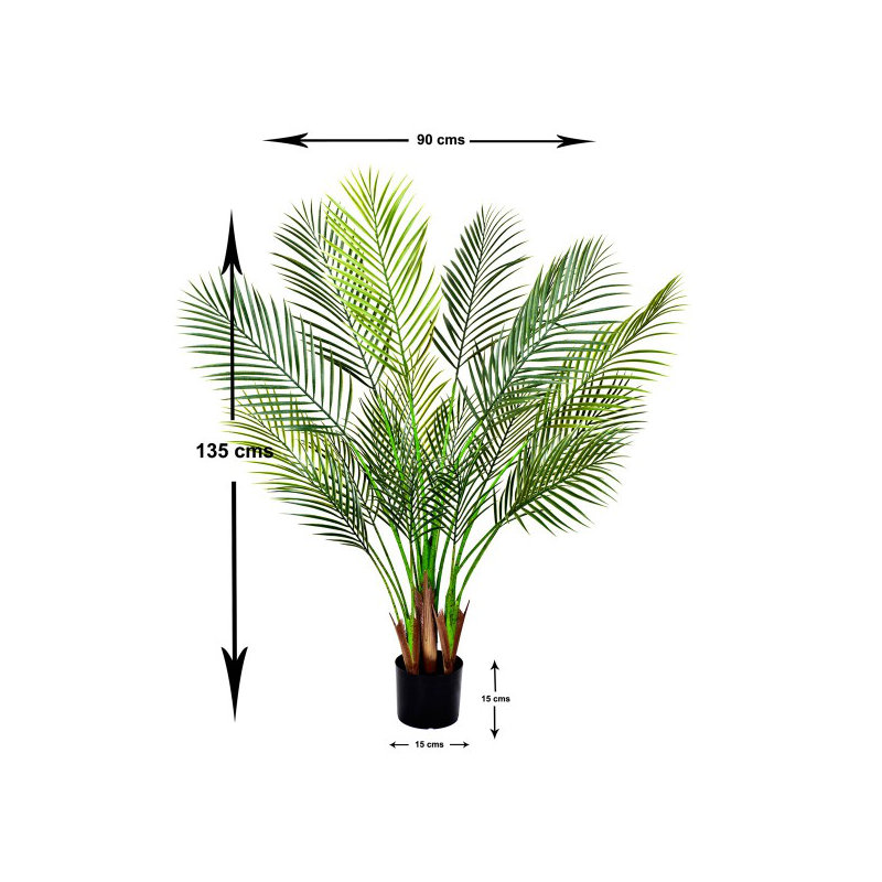 Artificial 150cm Premium Quality Areca Palm Tree in Pot, 135cm H x 20cm W x 20cm D