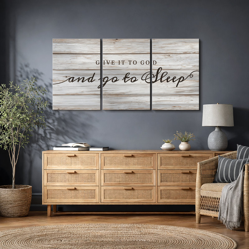 «Donner à Dieu et aller dormir», citation d'inspiration chrétienne, H 24 po x l 48 po, Toile tendue