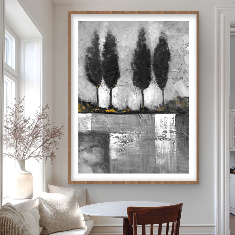 Paysage industriel en niveaux de gris - reproduction contemporaine jaune