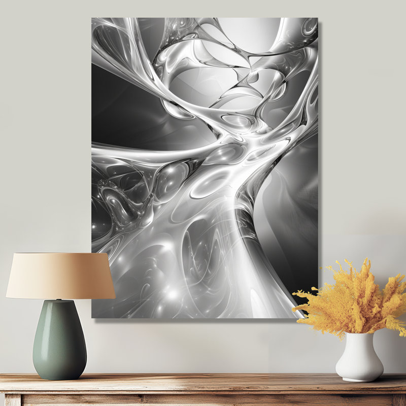 Gris noir et acier abstrait Serenade II - reproduction d'art abstraite, H 32 po x l 24 po x P 1 po, Toile tendue