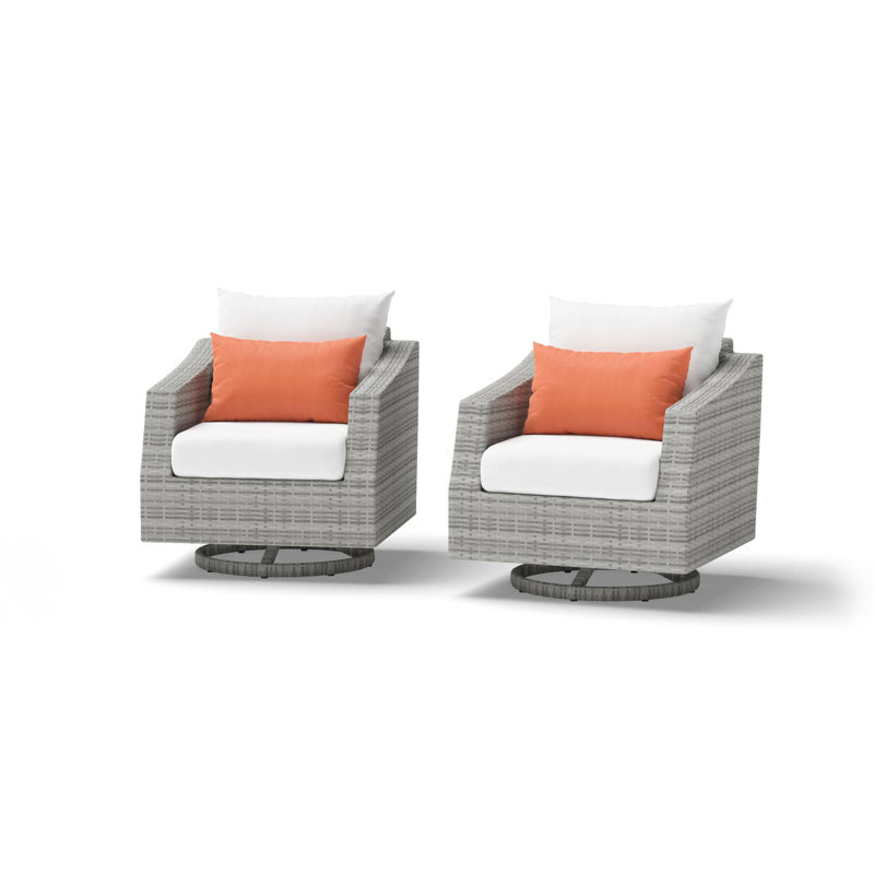 Fionnula Swivel Patio Chair With Sunbrella Cushion Covers, Cast Coral Sunbrella® Plainweave