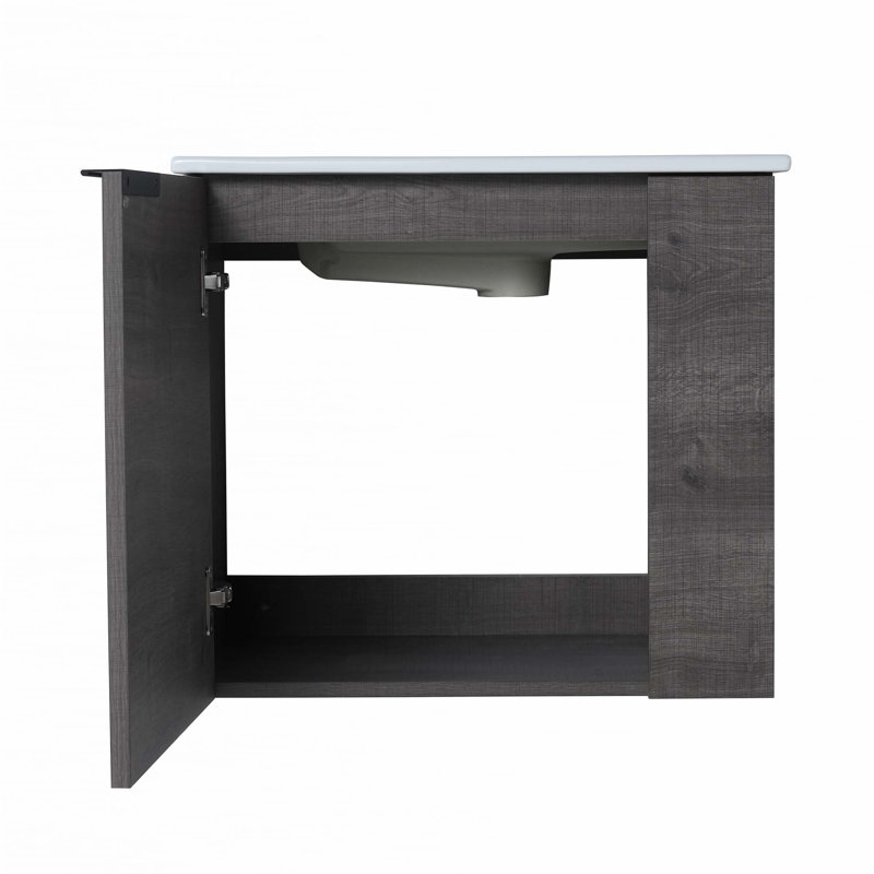 Meuble-lavabo flottant 22 po avec lavabo, Gris