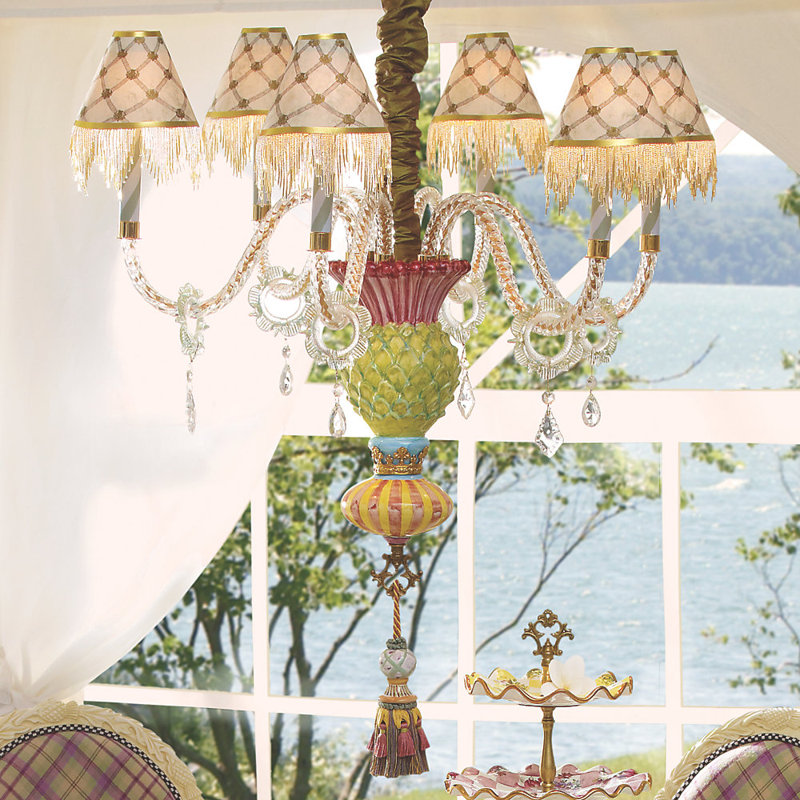 Thistle 6 - Light Unique / Statement Classic / Traditional Chandelier Crystal Accents