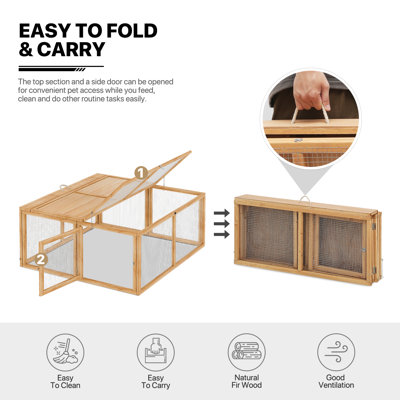 Daymin 45.5" Wooden Chicken Coop Rabbit Hutch, Foldable Pet Small Animal Poultry Cage Run Hen House