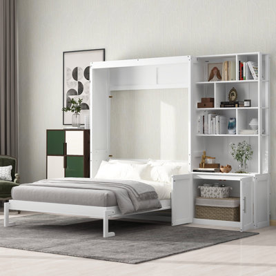Kassi Murphy Bed with Shelves & Wooden Frame by Red Barrel Studio