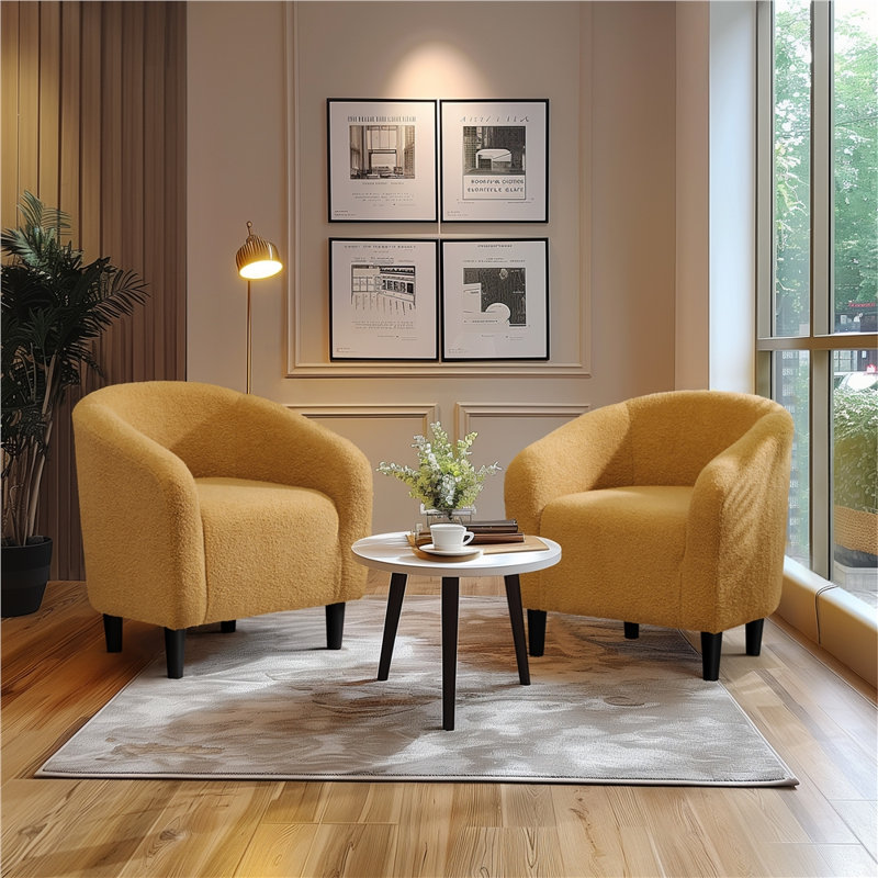 Fauteuil demi-tonneau 25,5 po, Jaune moutarde