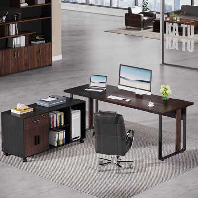 Latitude Run® Montry L-Shape Executive Desk & Reviews | Wayfair