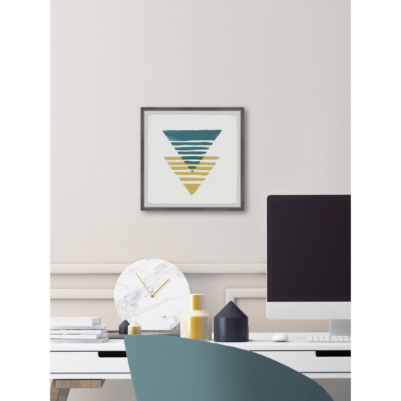 Teal And Yellow Triangles by Marmont Hill - Single Picture Frame Painting, 41 cm H x 41 cm W